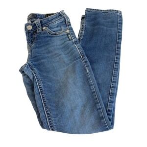 Silver Jeans Co Aiko Mid Slim Bootcut Joga Jeans 24x33 Distressed Hem Stretch